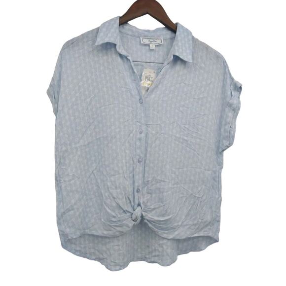 Hippie Rose Junior's Women's Tie Front Camp Shirt Size M Button Down Cuffed - Picture 2 of 11